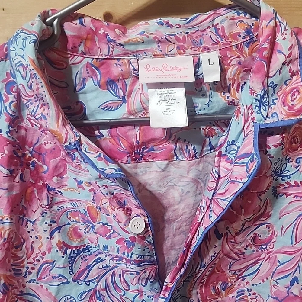 Pottery Barn Teen Lilly Pulitzer Floral Pajama Top Size Large